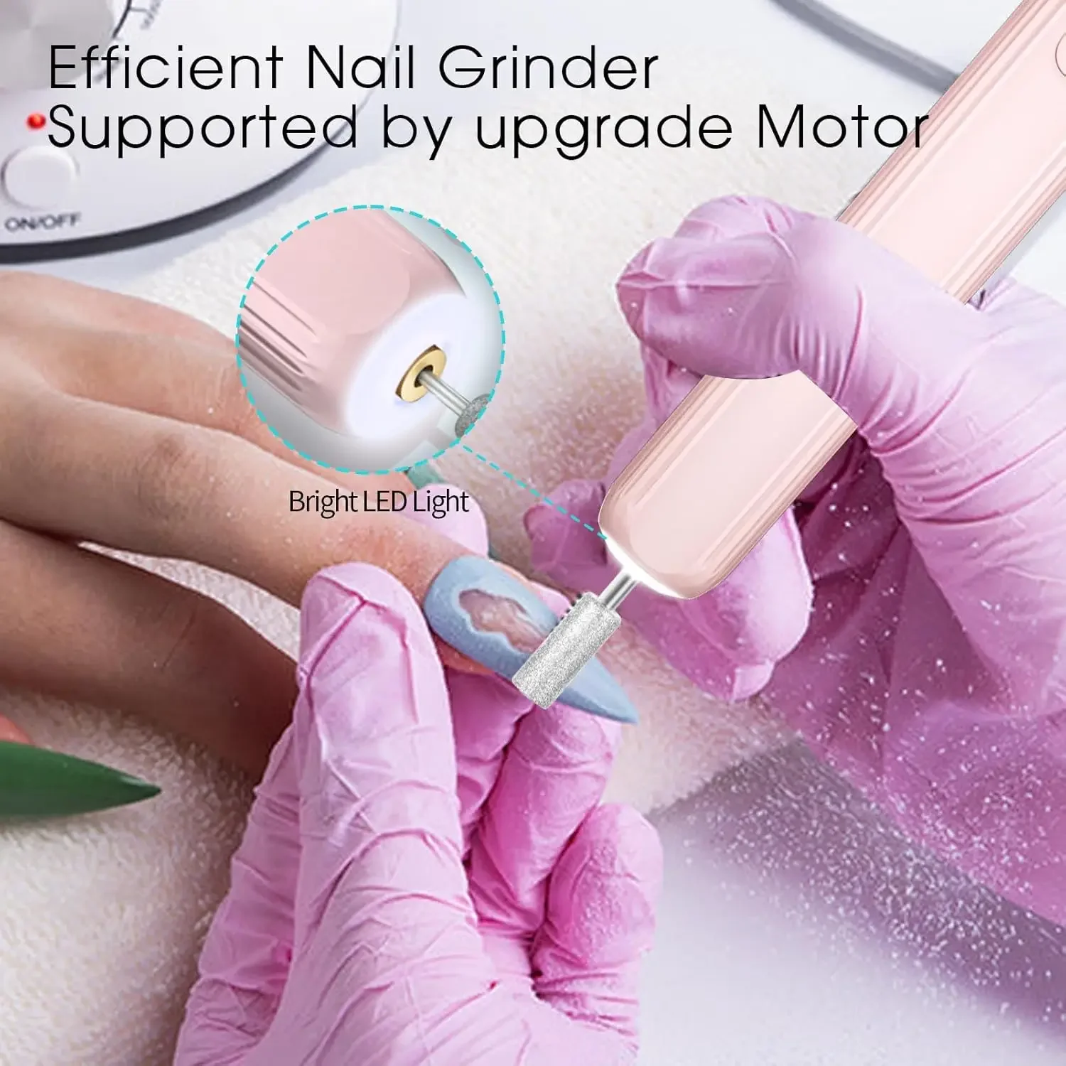 초보자를 위한 전기 네일 드릴 기계, 가정용 충전식 가변 속도 네일 그라인더 및 네일 드릴 비트
