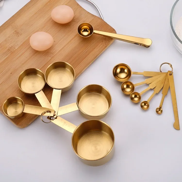 

Copper Measuring Cups and Spoons Set, Stainless Steel Nesting Measuring Cup Set