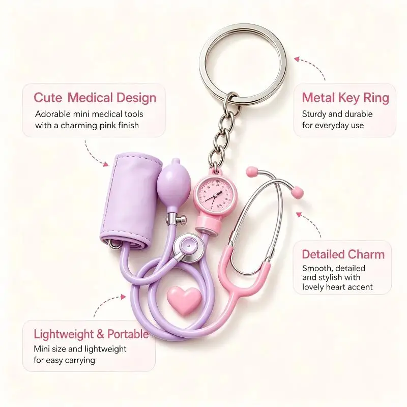 2D Acrylic Keychain With Cute Stethoscope Design For Nurses Doctors Appreciation Gifts
