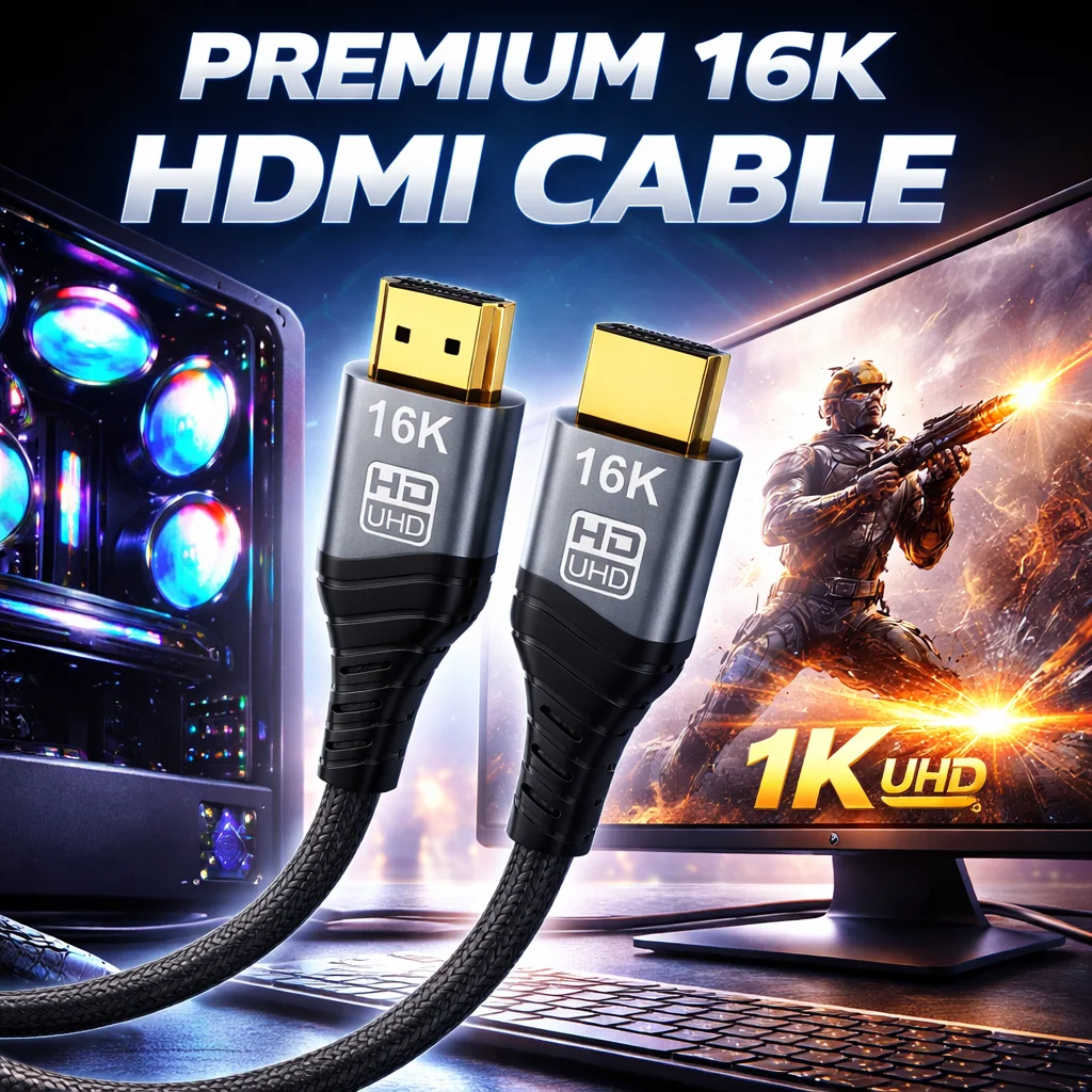 16K High Speed HDMI 2.2 96Gbps Braided Gold Plated HDMI Cable 16K@60Hz 8K@240Hz 4K@480Hz EARC UHD HDR 12Bit for PC Laptop TV PS5