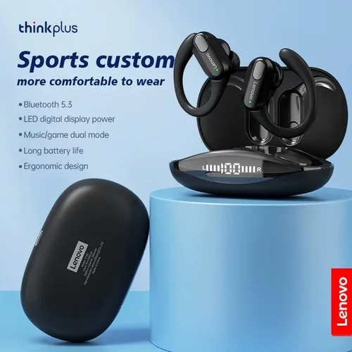 Imagen 2 del producto Lenovo XT80 auriculares inalámbricos Bluetooth 5,3 auriculares verdaderos con micrófono Control de botón reducción de ruido ganchos para las orejas auriculares impermeables