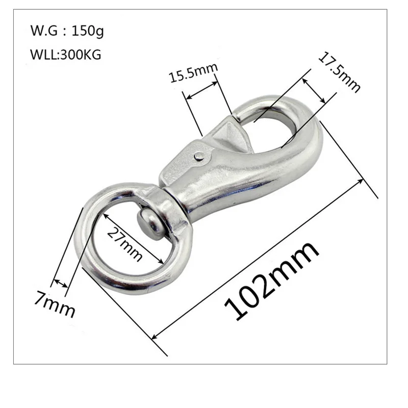 304 Stainless Steel Swivel Snap Hook Heavy Duty Marine Hammock Chair Swivel Hook Snap Safe Shackle Outdoor Sea Boat Rigging