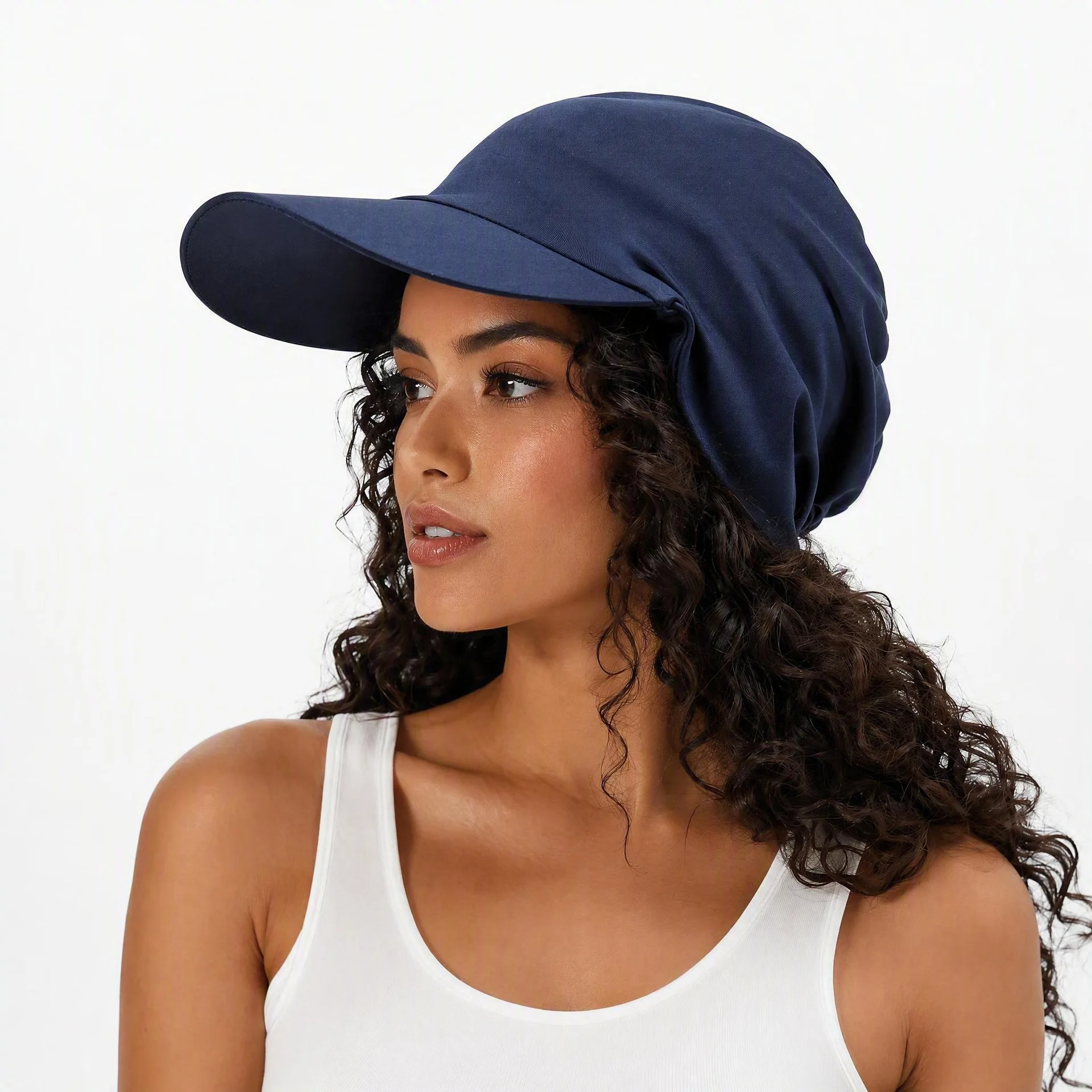 Women Turban Visor Hat Soft Stretch Head Wrap Cap Brim Hat Solid Color Outdoor Casual Headwear Ladies Femme Turbantes Headwrap