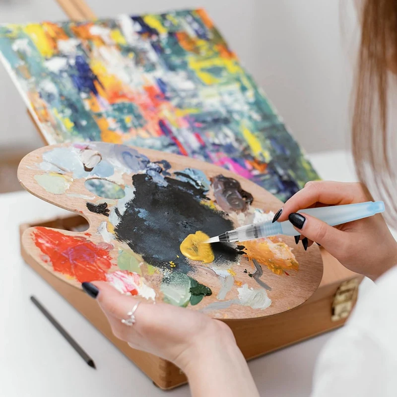 أقلام وفرشاة بألوان مائية ، أقلام فرشاة مائية قابلة لإعادة الملء ، لوحات فنية ، سهلة الاستخدام ، 6 من الألوان