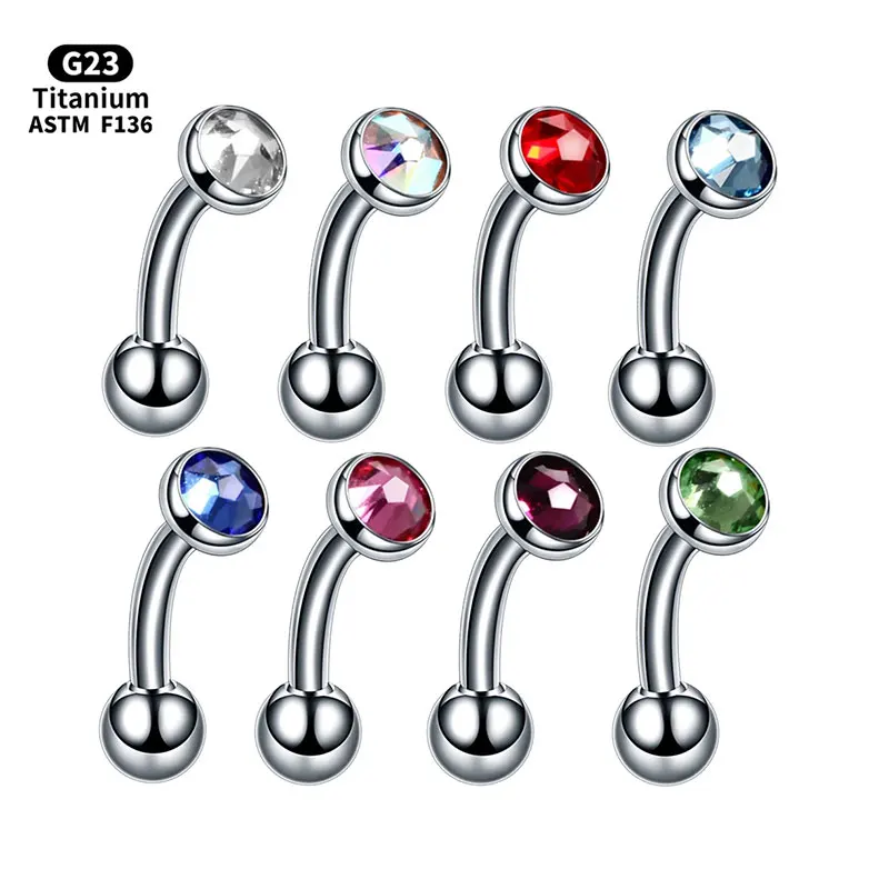 1Pc Titanium Internal Thread Eyebrow Ring Ball Tragus Helix Rook Earring Piercings Curved Banana Piercing Body Jewelry