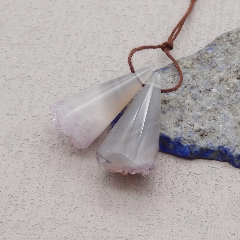 Natural Stone Amethyst Nugget Earring Bead,Earrings Accessories For Women,Fashion Jewelry DIY Making 27x15x14mm 10g