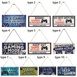 Gaming Room wooden Sign Do Not Disturb Wood Plaque Ornaments Hanging Pendant I'm Gamer Door Wall Decor Game Room Accessories