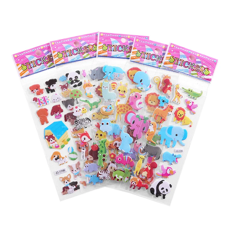 Bubble Stickers 3D Cartoon Animal Waterproof DIY Foam Sticker Baby Toys For Children Boy Girl Loptop Wall Window Home Decor