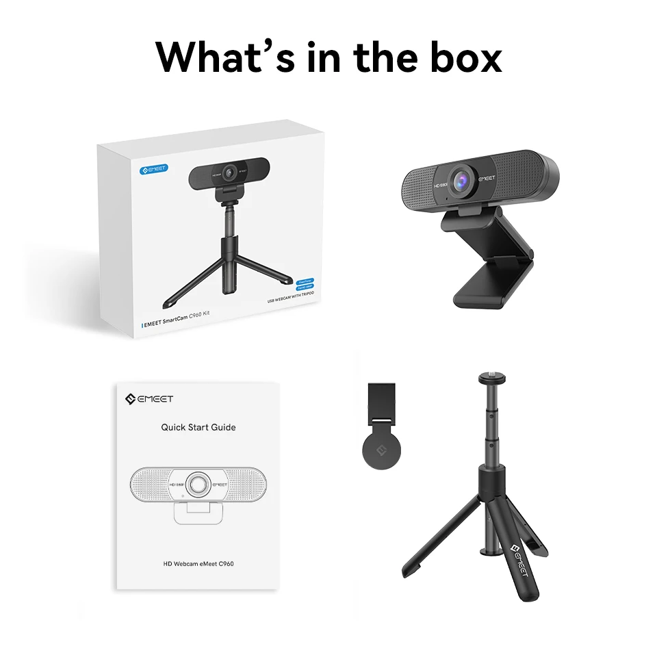 1080p Webcam Full HD Web kamera emeet c960 mit Stativ & Mikrofon Computer kamera mit Ständer für Zoom/Skype/Youtube/Facetime – Detail 13