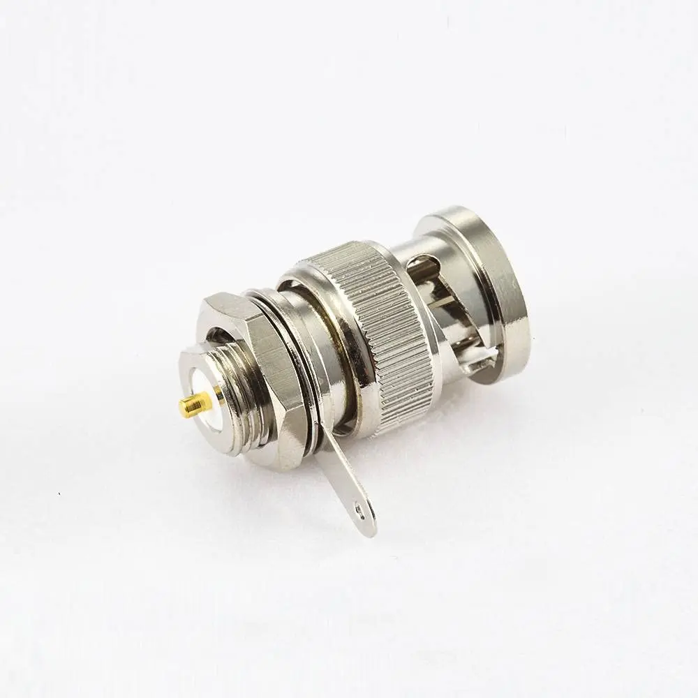 RF Coaxial BNC Adapter Straight 50 Ohm Solder Type Panel Bulkhead Male Plug For Radio Communication Equipment