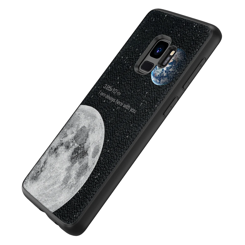 Backcover Lederen Hoesje Voor Samsung Galaxy S7 Edge S8 S9 Plus S10e S10x S10 Lite Hight Kwaliteit Maan Aarde Space Print Protecter