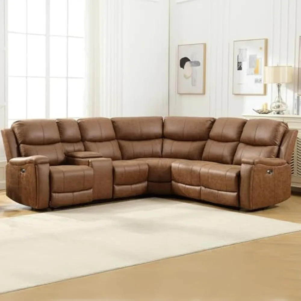 Recliner, Recliner Sofa Set Corner Sectional Couch, Storage Console And Hidden Cup Holders, Power Reclining Sectional Couches, R