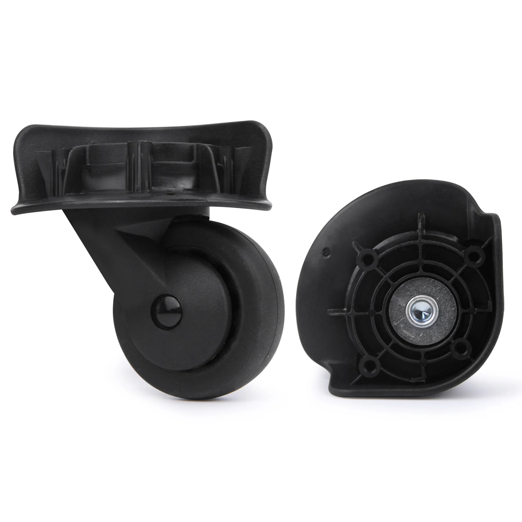 

1 пара черных износостойких колес для чемодана, сменные колеса для багажа, вращение на 360 градусов ° Поворотные колесики-спиннеры 52 мм для тележек, запчасть для ремонта