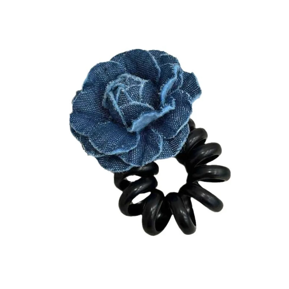 Denim Telephone Wire Hair Rope Candy Color Elastic Spiral Coil Hairbands Ponytail Holder Flower Bubble Braid Hair Tie Party