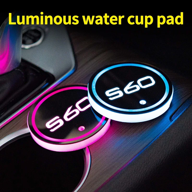 

Led Car Water Cup Mat Drink Holder for Volvo S60 Emblem Auto Interior Decorative Atmosphere Lights