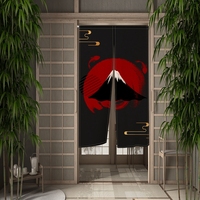 Japanese Door Curatin Doorway Partition Curtains Mount Fuji Red Sun Cherry Blossoms Kitchen Bedroom Room Door Decor Half Curtain