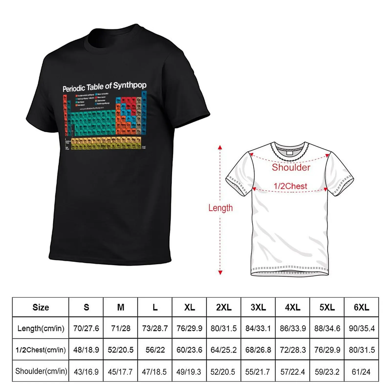 Periodic Table of Synthpop (dark background) T-Shirt oversized graphic tee anime stuff T-shirts for men cotton