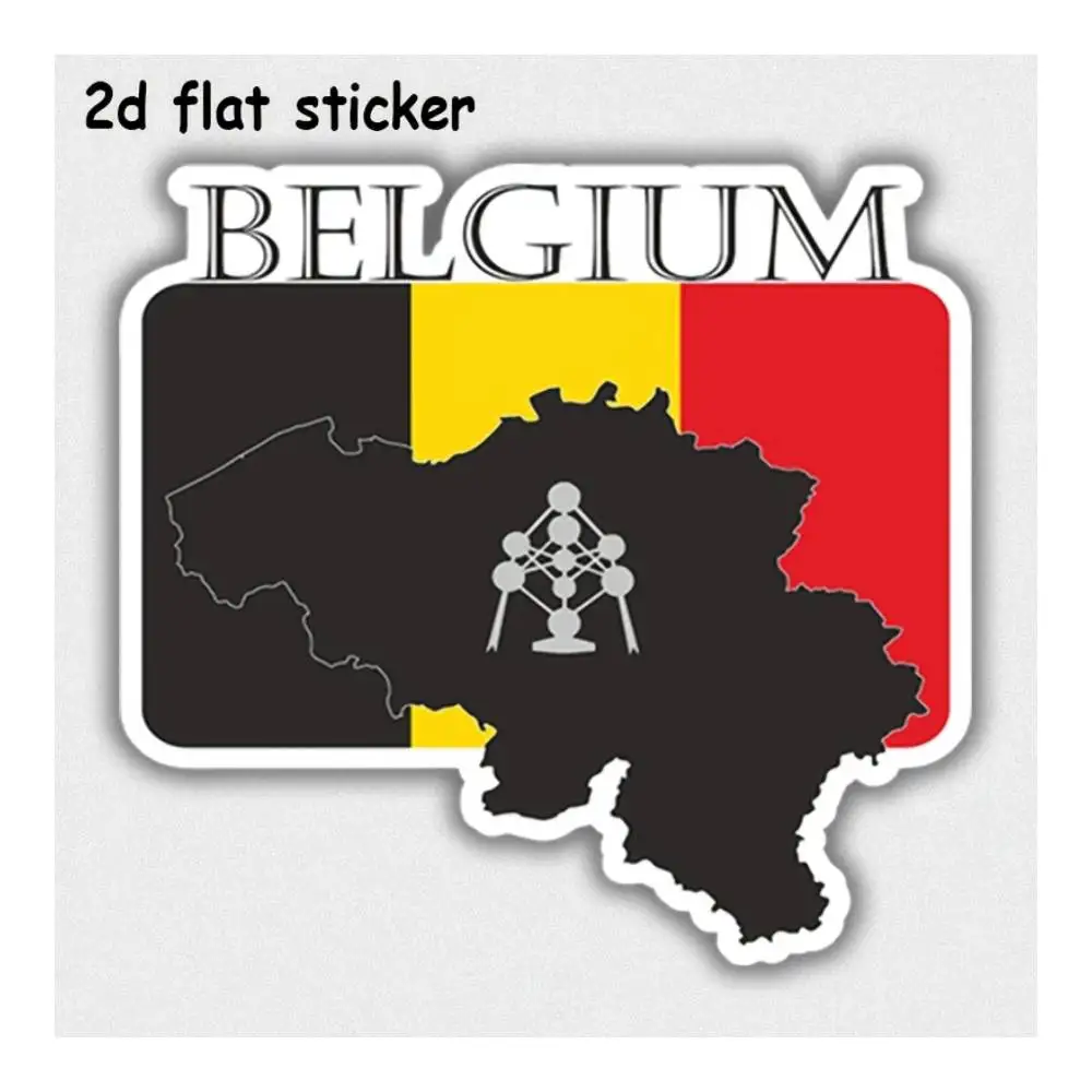 Belgium Flag And Map Design Waterproof Decal For Laptops, Cars, Motorcycles, Water Bottles & Smooth Surfaces