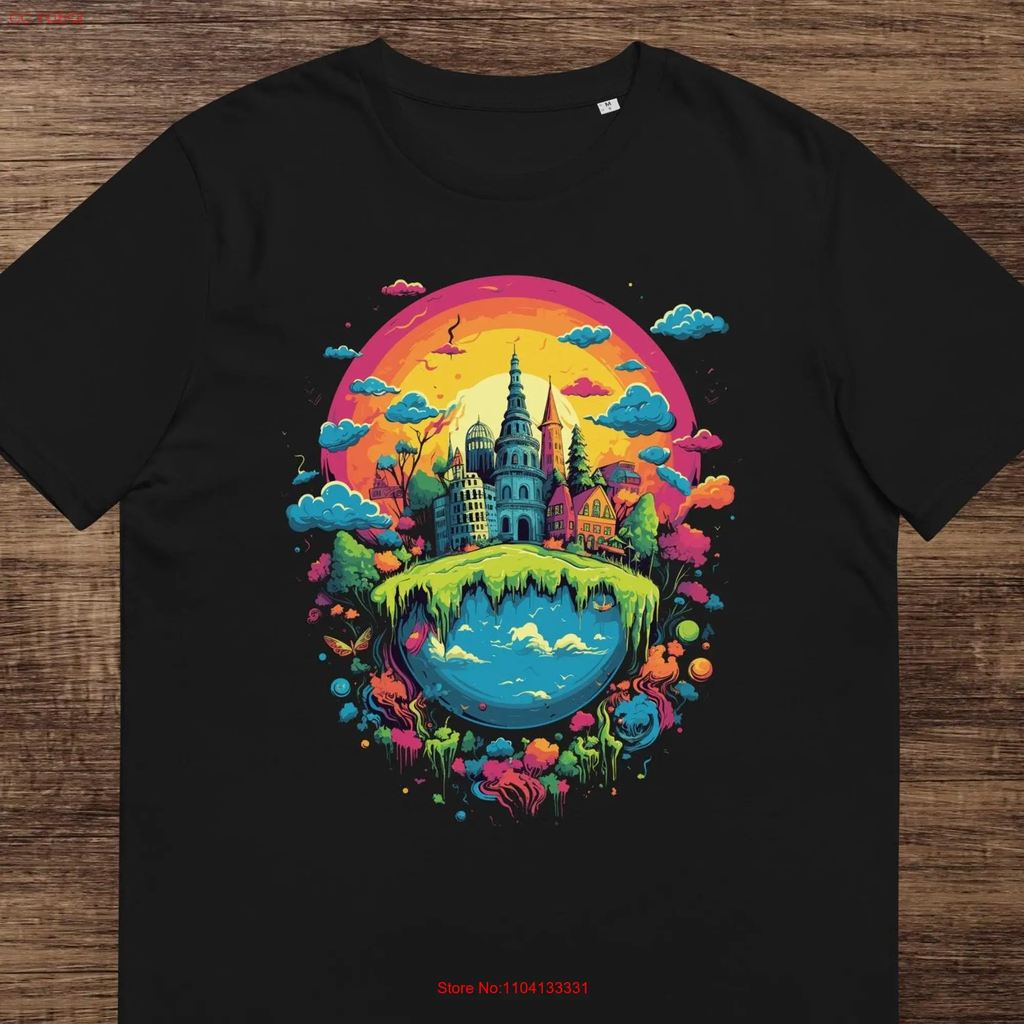 Happy Wonderland T shirt Abstract Art Whimsical Magical World Cheerful Design Utopia Cute Summer long or short sleeves