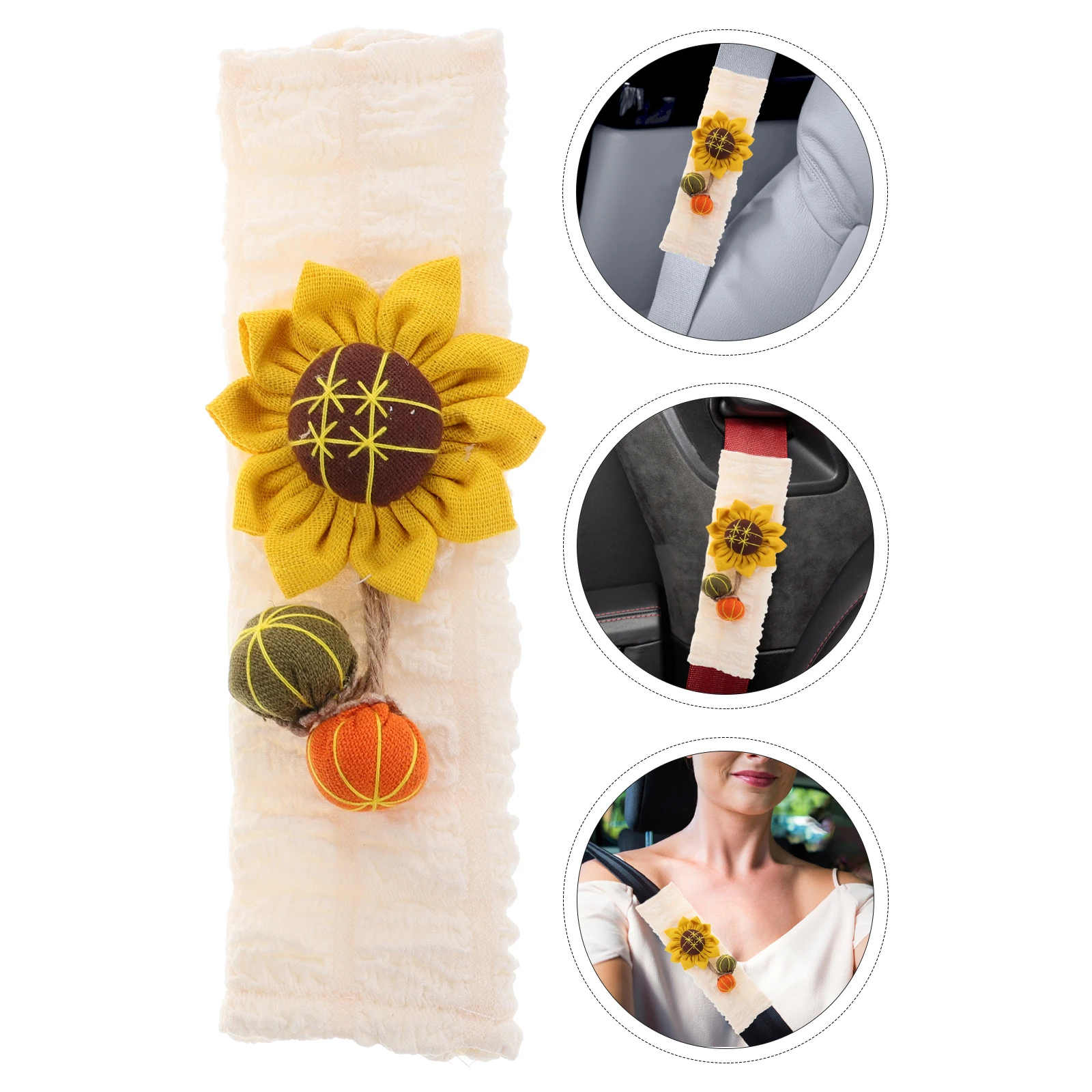 

1 Pair Sunflower Pattern Car Cover Cute Kawaii Accessory For Women Comfortable Anti-Chafing Cushion