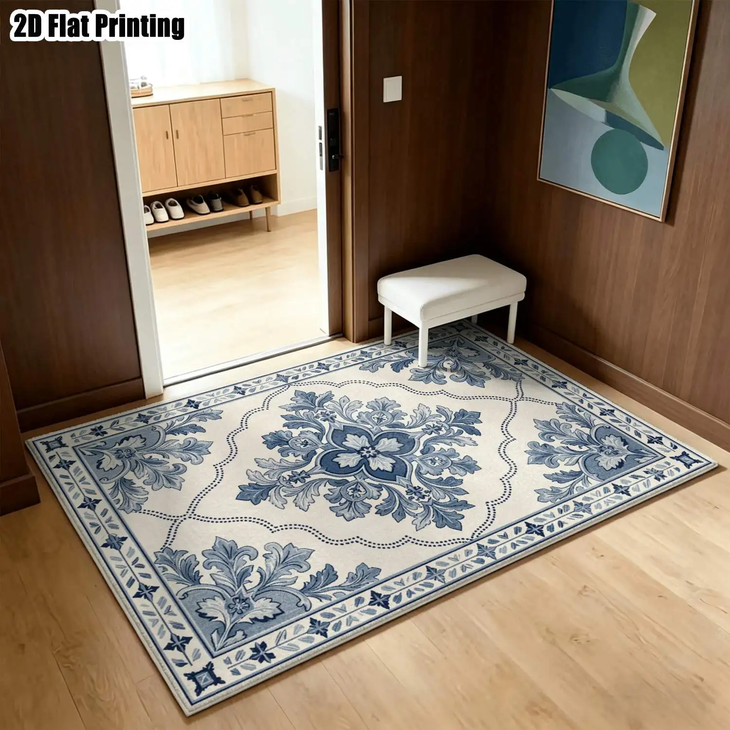 1Pc 2D Printed Abstract Color Block Earth Tone Carpet, Modern Simple Instagram Style, Home Decor, Multi-Size, Machine Washable, Suitable for Entrance, Dining, Foyer, Bedroom, Study, Living Room
