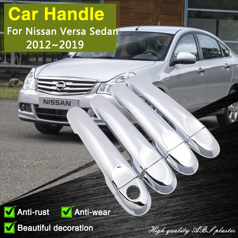 

for Nissan Versa Sedan Latio Almera Renault Scala 2012~2019 2013 2014 Chrome Door Handle Cover Car Styling Accessories Stickers