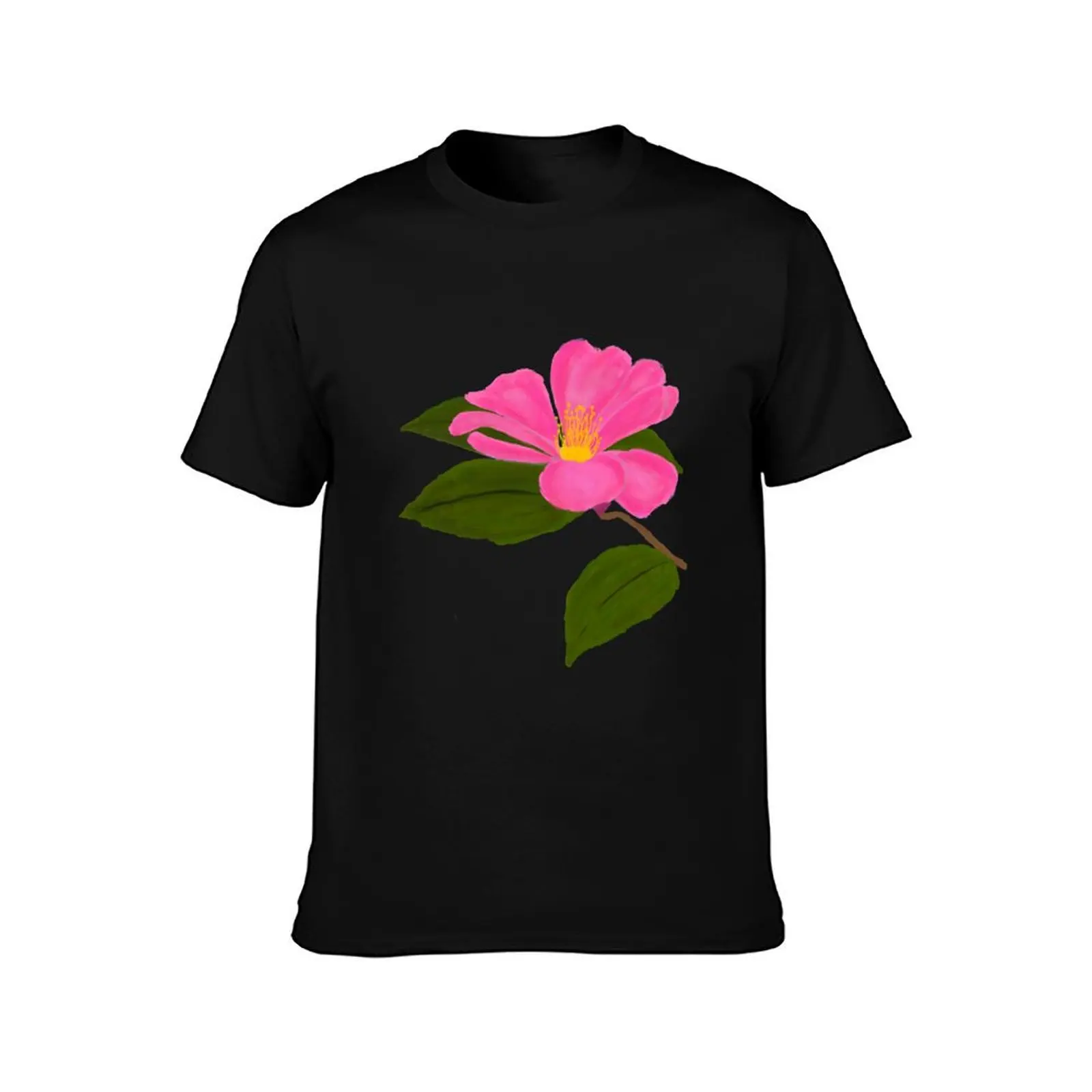 Pink Camellia Flower T-Shirt man t shirts high quality luxury brand T-Shirt