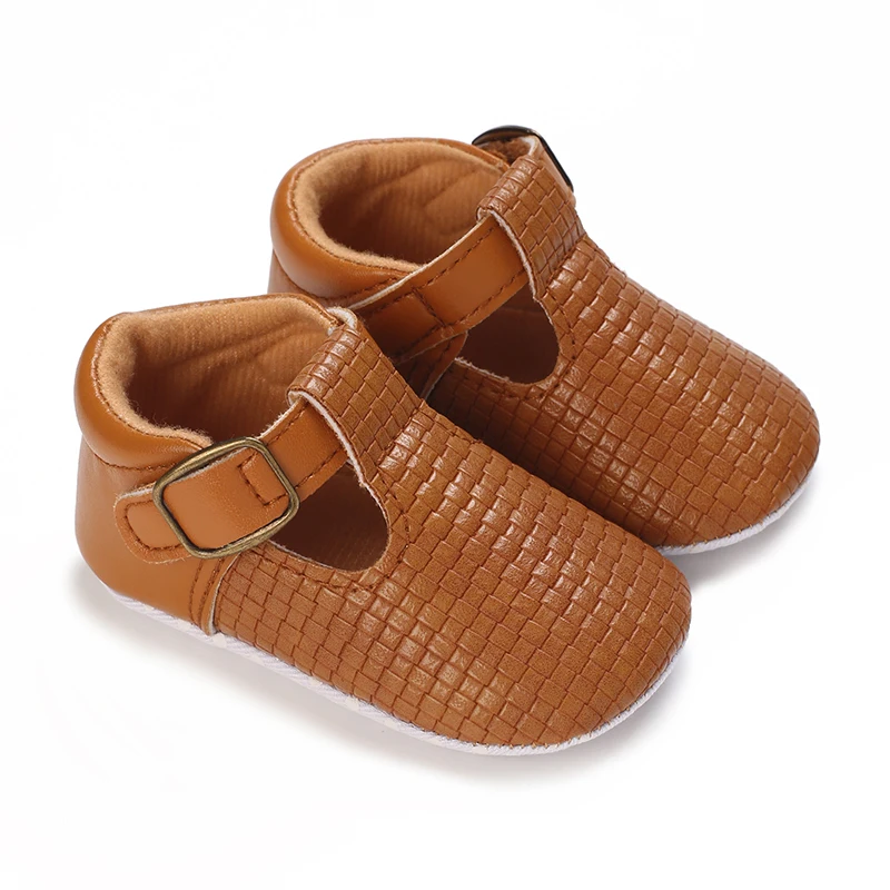 0-18M Classic Fashion Boy And Girl Flat Walking Shoes PU Soft Sole Non-slip Shoes For Newborn Babies First Walker Walking Shoes