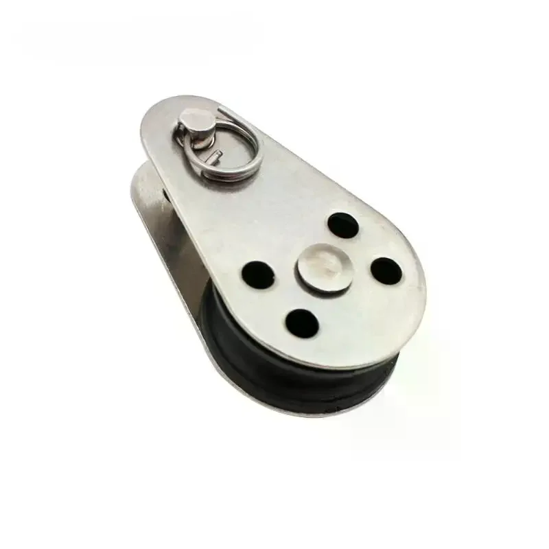 1Pcs 45mm Blocks Rope Pulley 304/316 Stainless Steel Nylon Sheave Single Lashing Eye For 2mm To 8mm