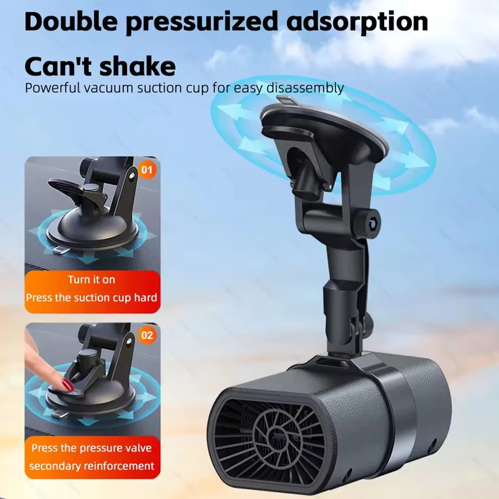 Car heater 12V heating and fog removal multi-function adjustable suction cup heater automotive heating artifact