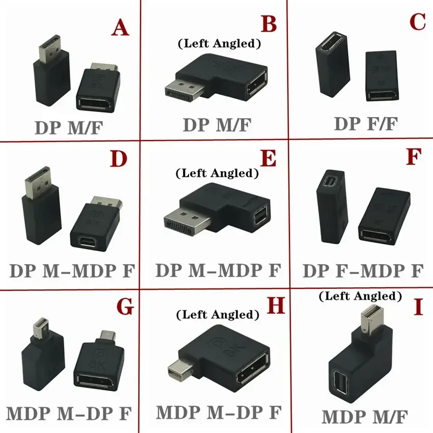 Мини-адаптер DP 1,4 с углом 90 градусов, переходник «штырь-гнездо», DP 8K 60Hz 4K видео для ноутбука, компьютера, телевизора, монитора, проектора