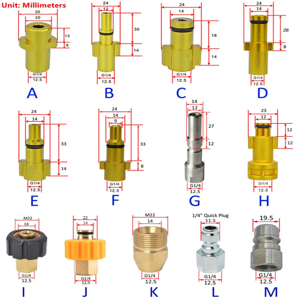 HQ Copper Water Gun Quick Connector For Karcher Washer Adapter Pipe Fittings, High Pressure Water Gun Lance Bayonet Connector