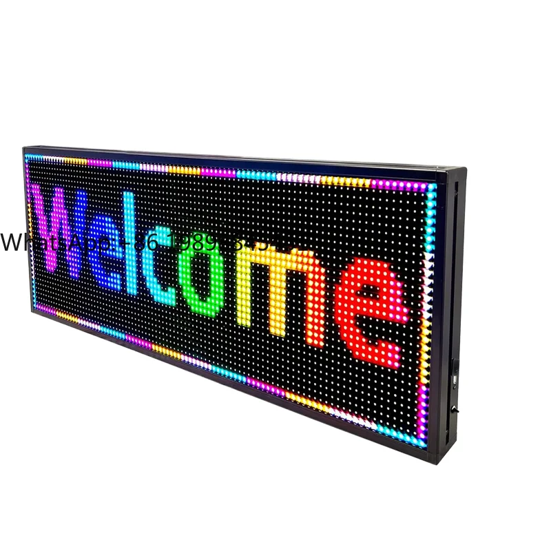 

P10 Outdoor Digital Scrolling LED Display Screen 39x14inch Shop Door Banner Multilingual Display Advertising Board Wifi Control