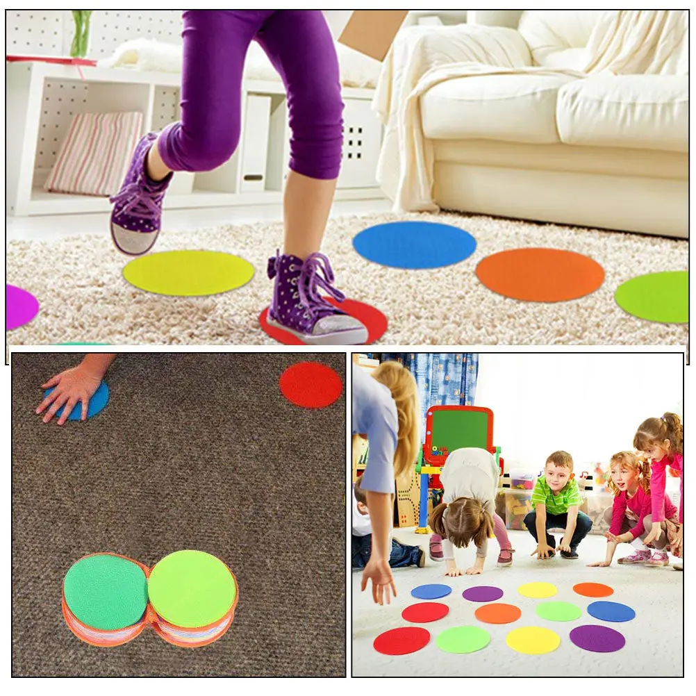 24Pcs Safe Nylon Polyester Carpet Markers Colorful Round Floor Dots Preschool Classroom Decoration Educational