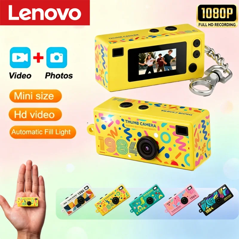 Câmera Mini Cartoon 1080P da Lenovo, Nova, para Fotos e Vídeos, Câmera Portátil do Tamanho de um Dedo para Estudantes, Perfeita como Presente