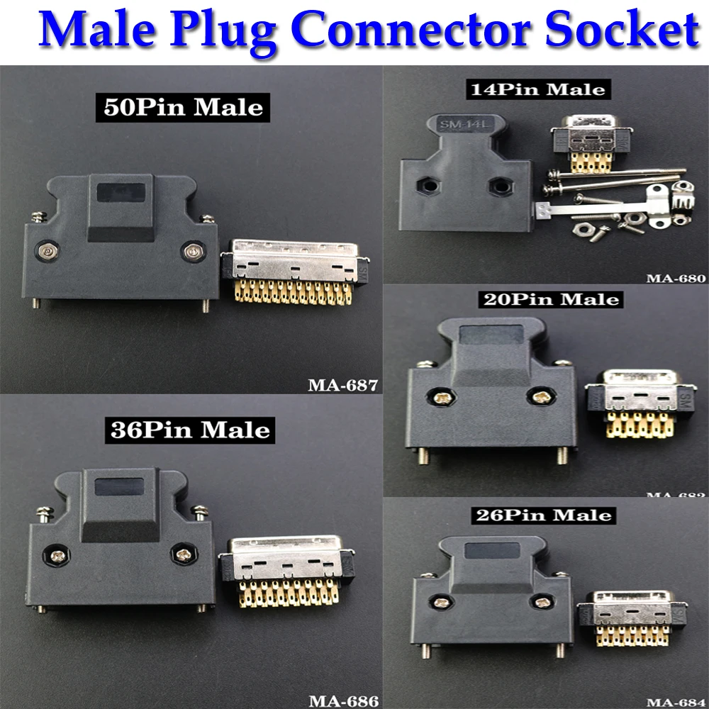 1x SCSI Connector HPCN Slot Type 14 20 26 36 50 Pin Male Plug for Panasonic Yaskawa Mitsubishi MDR Servo Motor Drive IO Control