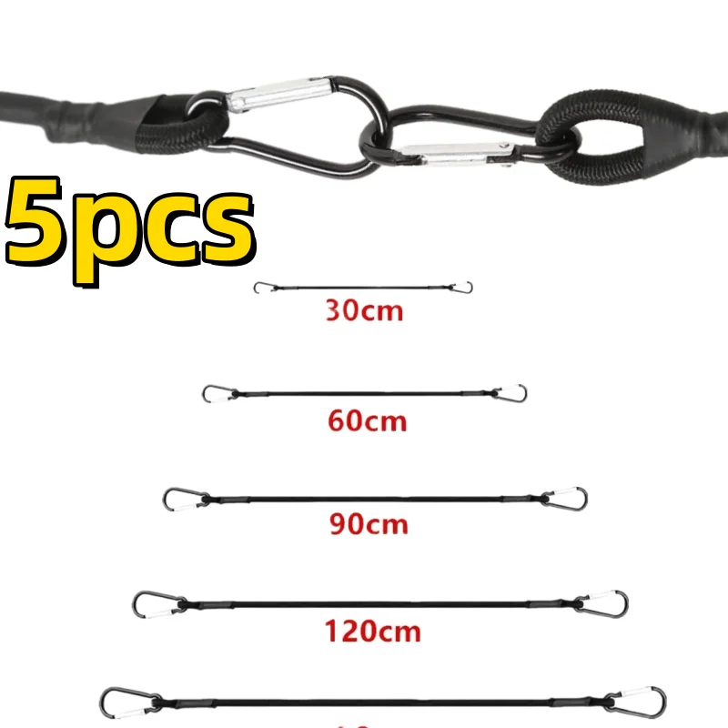 1/5pcs 30-150cm Stretch Elastic Ropes 8MM Bungee Cords With Hooks Lightweight Bikes Tie Car Luggage Packing Roof Rack Strap