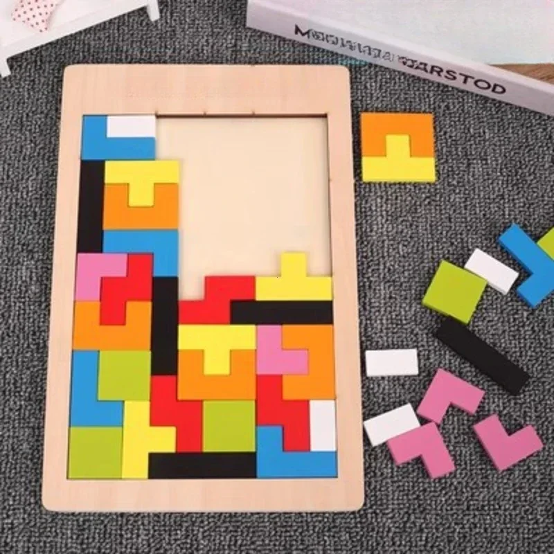 3D Holzpuzzle Spielzeug Farbe Form Erkenntnis Denkspiele für Kinder Holzpuzzles Spielzeug Tangrams für Kinder Kinder