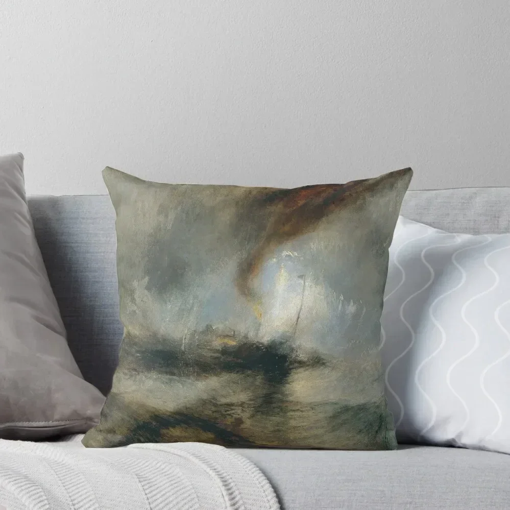 J. M. W. Turner - Snow Storm: Steam-Boat off a Harbour's Mouth (1842) Throw Pillow sleeping pillows pillow