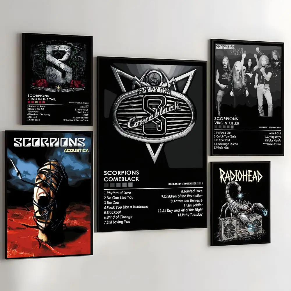 S-Scorpions Band Music Painting Calligraphy Self Adhesive Wall Art Waterproof Print For Bedroom Living Room Hallway Home Decor