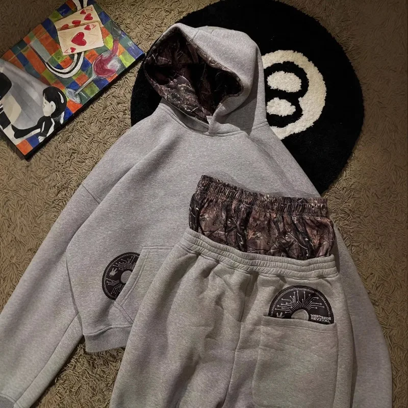 

Y2k Одежда Gothic Fashion Patchwork Hoodie Double Waist Sweatpants Set 2026 Спортивный Костюм Мужской Зип Худи Pantalones Baggy