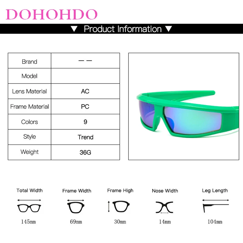 New Wrap Around Punk Y2K Sunglasses Women Fashion Futuristic Sun Glasses Vintage Rectangle Men Big Frame Outdoor Goggle Shades - Image 5