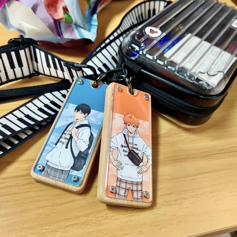 Nouveau Haikyuu!! Porte-clés magnétique en bois massif pour sac, Hinata Shoyo Tobio Kageyama, sacs Anime, pendentifs, collection d'ornements, cadeaux suspendus