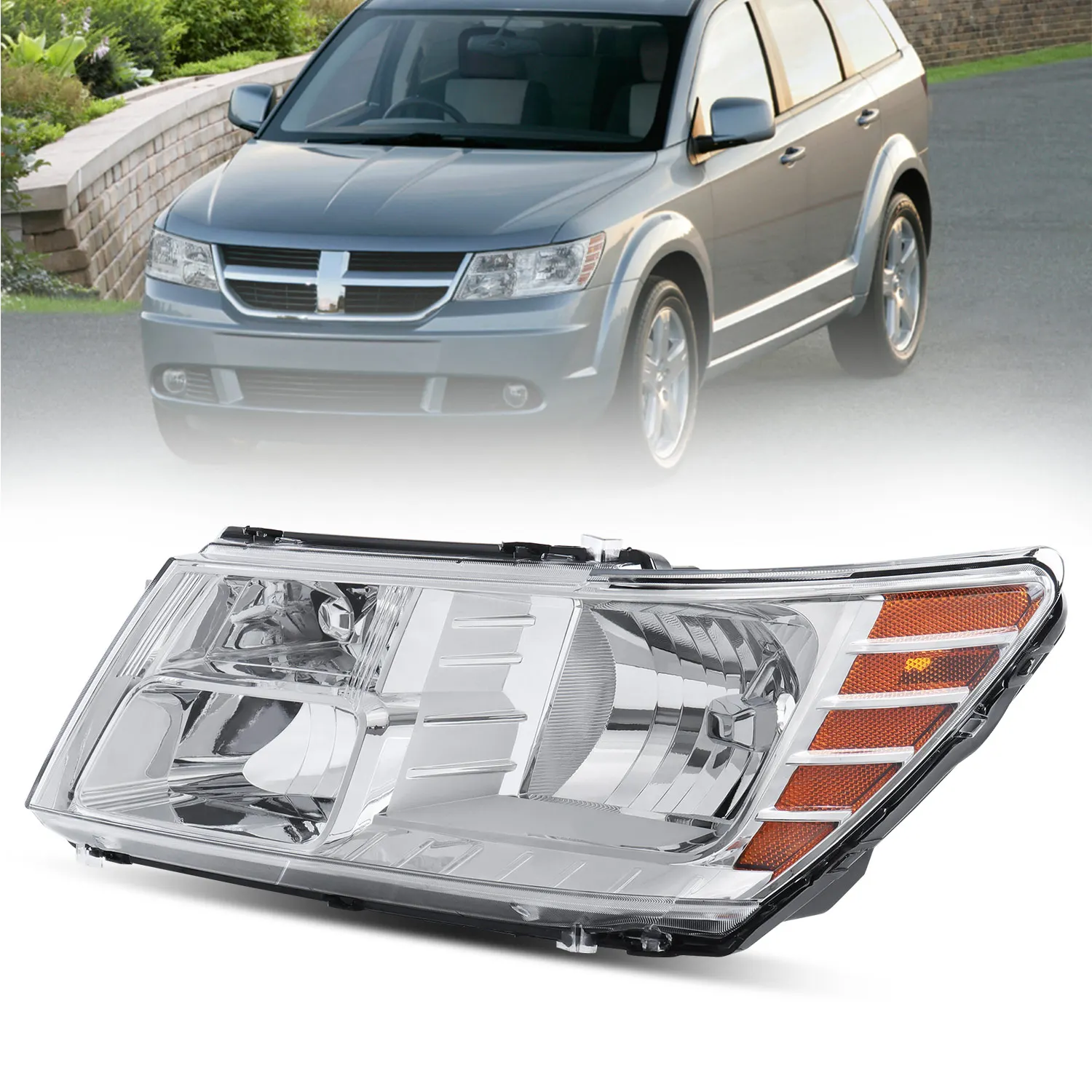

1X Хромированный блок передних фар для водительской стороны для Dodge Journey 2009-2020 гг.