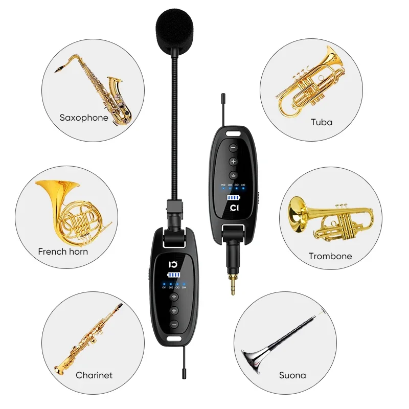 Shidu  U18  New Omnidirectional Professional musical instrument UHF Wireless Microphone Saxophone microphone