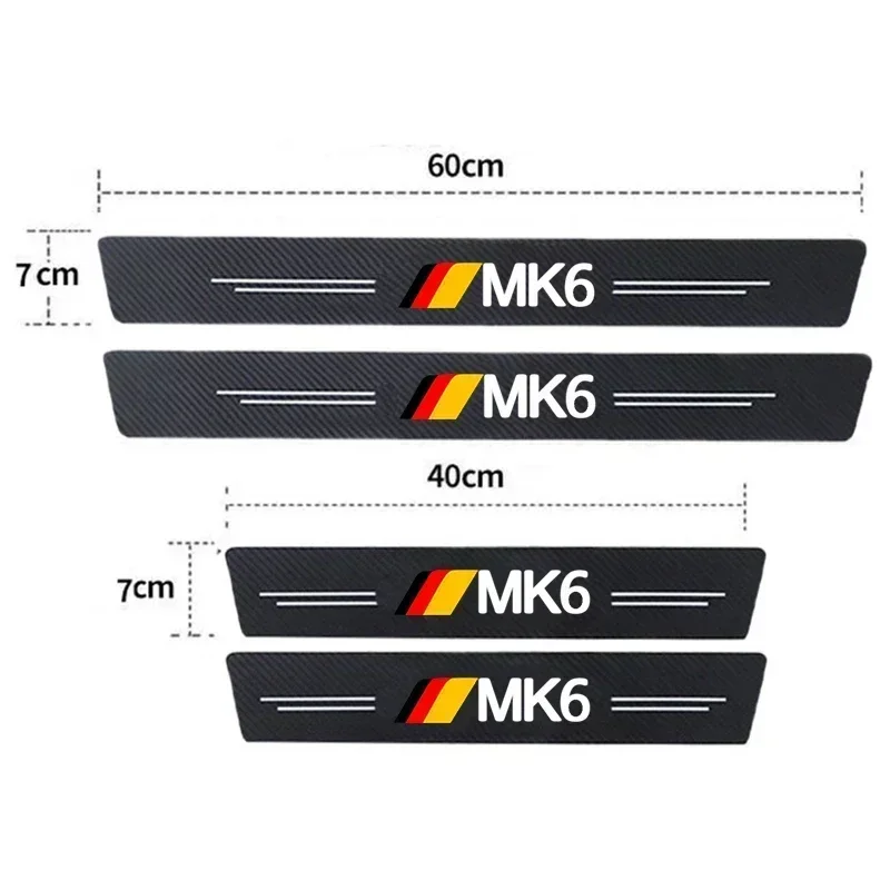 Carbon Fiber Auto Door Entry Pedal Guards Tape Stickers for Volkswagen VW MK6 Emblem Car Door Threshold Sill Scuff Plate Decals