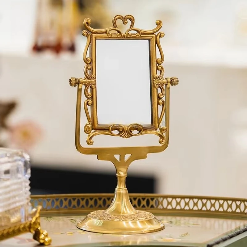 Retro European rectangular mirror decoration desktop luxury pure brass other home furnishings