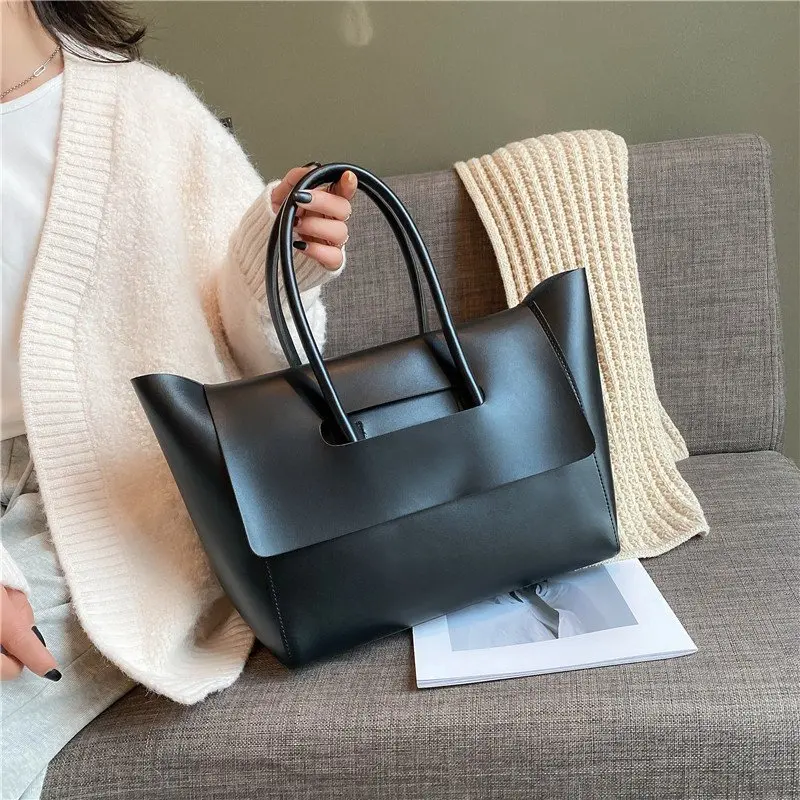 

Vintage Women's Elegant Handbags Large Capacity Black Y2k Shoulder PU Leather Tote Bag Ladies Designer Casual Grunge Crossbody