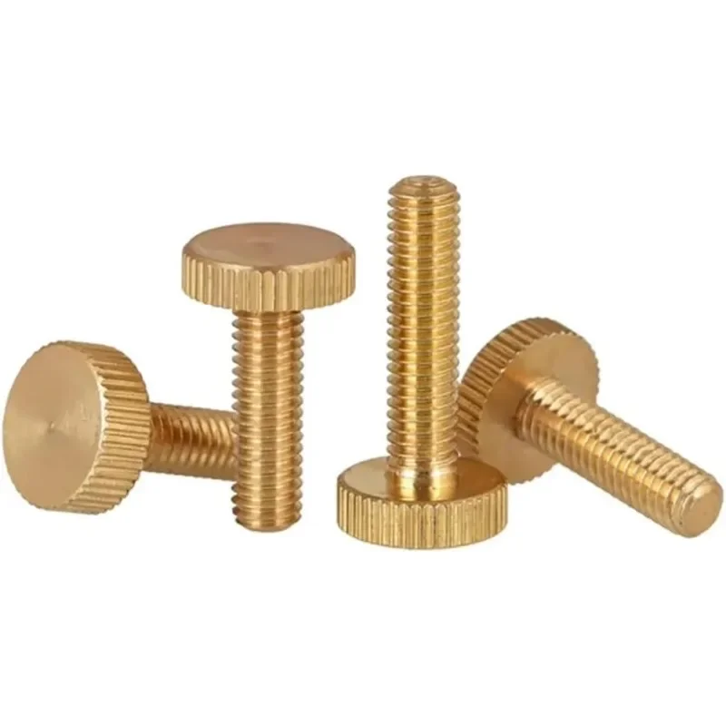 5 Buah Sekrup Tangan Kuningan Baut Tangan Knurled Kepala Datar M3 * 10Mm Sekrup Putar Pengencang Tangan Pengencang Kenop Pegangan untuk Elektronik Rumah