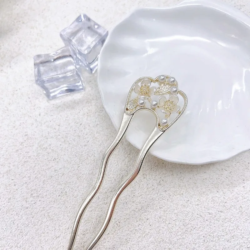 دبوس شعر على شكل حرف U على شكل زهرة اللؤلؤ الجنية الفائقة دبوس شعر معدني عالي الجودة دبوس شعر على الطراز الصيني الجديد دبوس شعر على الطراز العتيق لتزيين الشعر #3